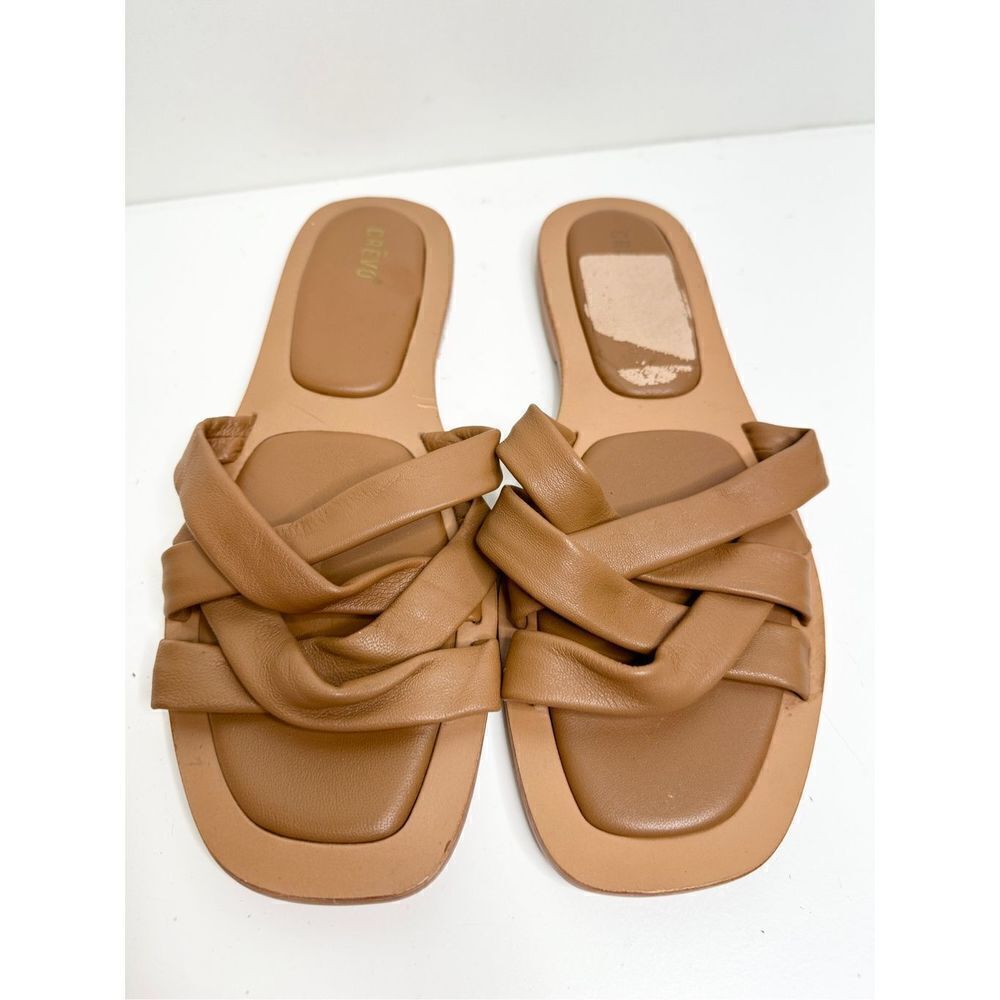 Crevo Sandals Womens Size 8.5 Brown Leather Slip On Slides